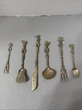 Vintage Italian Ornate Hors D’oeuvre Appetizer Decorative Utensils Set of 6